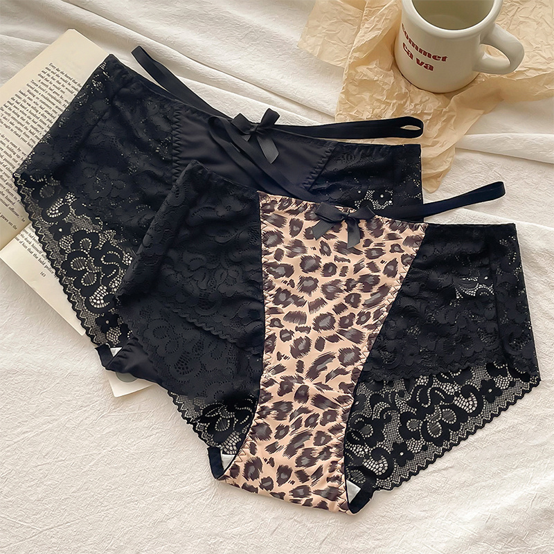 Sexy ladies high waist calcinhas femininas ropa interior butt lift underwear ice silk string Lace leopard panties