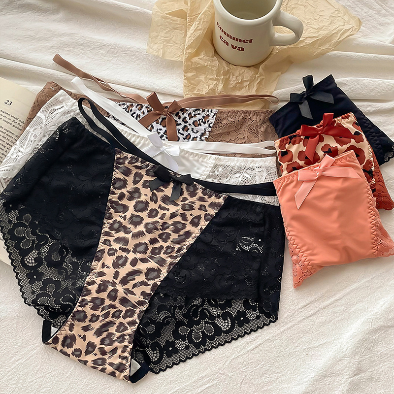 Sexy ladies high waist calcinhas femininas ropa interior butt lift underwear ice silk string Lace leopard panties