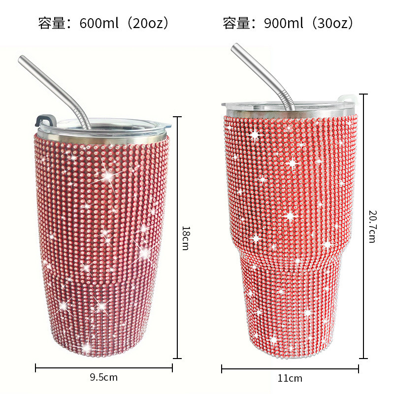 20 Oz 30oz Bling Tumbler Bling Cups Rhinestone Water Bottle With Lid Straw Stainless Steel Thermal Straw Cup For Women