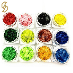 Eco Friendly Solvent Resistant Nail Art Glitters Powder Rainbow Flakes Decoration