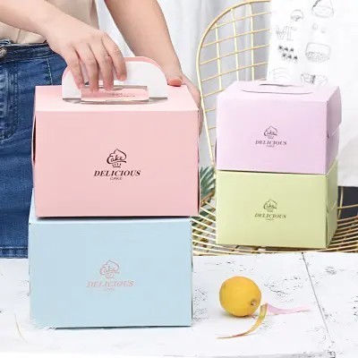 Custom made carton packaging disposable cardboard cake egg tart fast food boxes