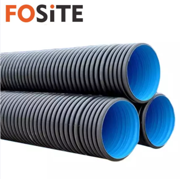 FOSITE Sn8 300mm HDPE Double Wall Corrugated Pipe PE Drainage Pipe Dwc HDPE Plastic Culvert Pipe Prices