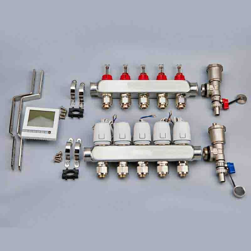 Brass Water Manifold with Long Flow Meter for Underfloor Heating Manifold