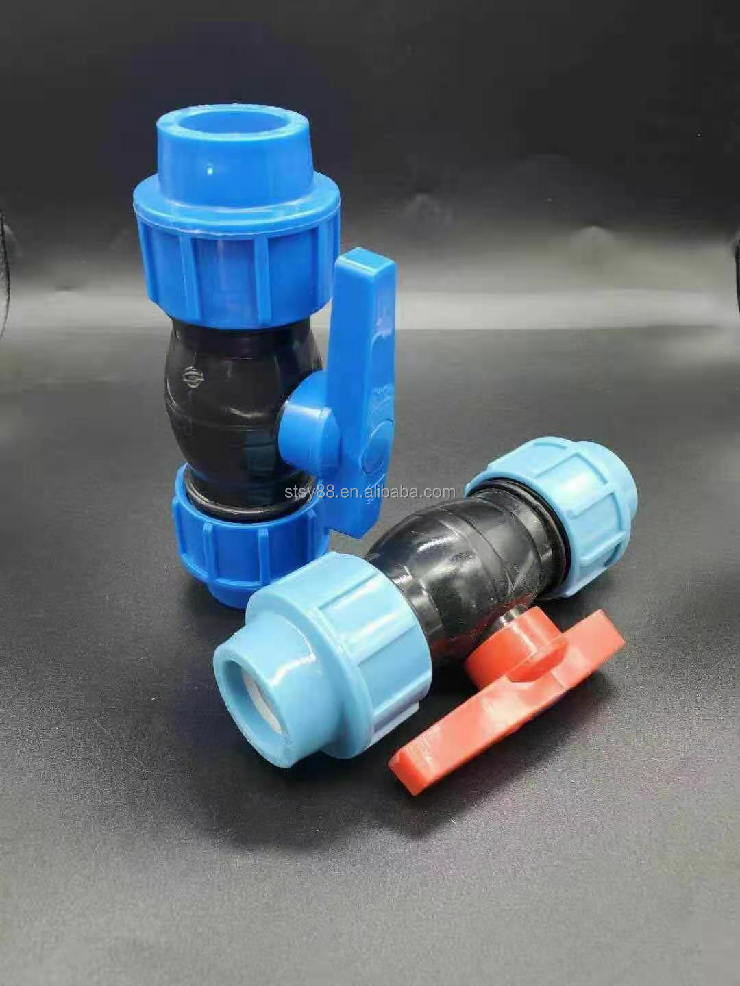 High Quality HDPE Valve Irrigation PP HDPE Compression Garden Irrigation Ball Valve Pipe Fittings For Irrigation System