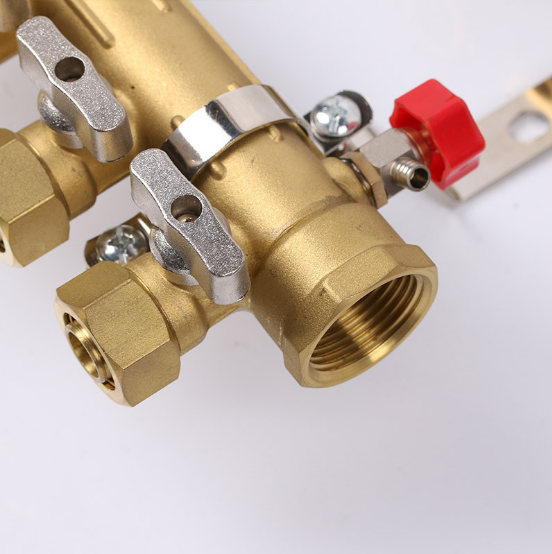 Brass Water Manifold with Long Flow Meter for Underfloor Heating Manifold