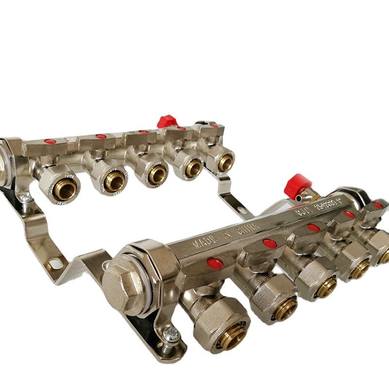 Brass Water Manifold with Long Flow Meter for Underfloor Heating Manifold