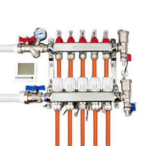 Brass Water Manifold with Long Flow Meter for Underfloor Heating Manifold