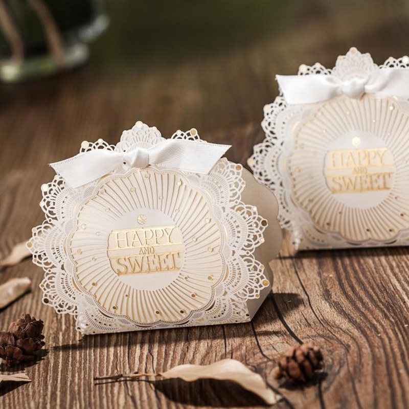 In Stock Luxury Design Guests Reception Portable Wedding Candy Favor Boxes for Sweet