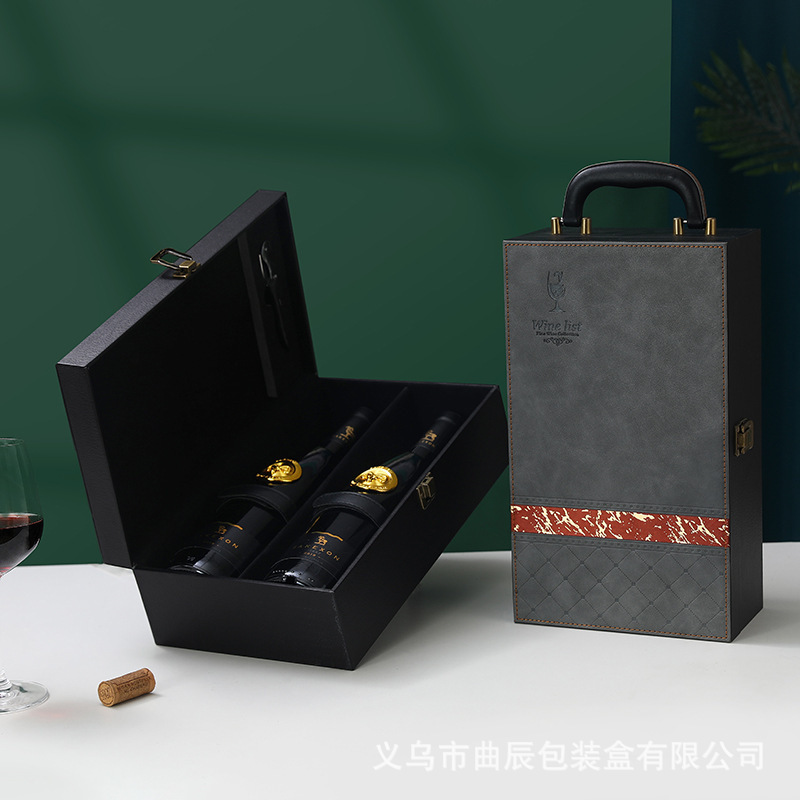 Custom made black cardboard liquor set packaging boxes whiskey wine bottle glass box