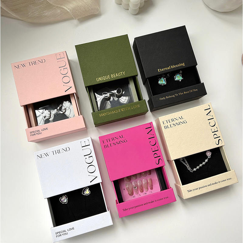 Custom Jewelry Boxes With Logo Packaging Necklace Bracelet Rings Drawer Paper Jewelry Box Jewelry Packaging Box