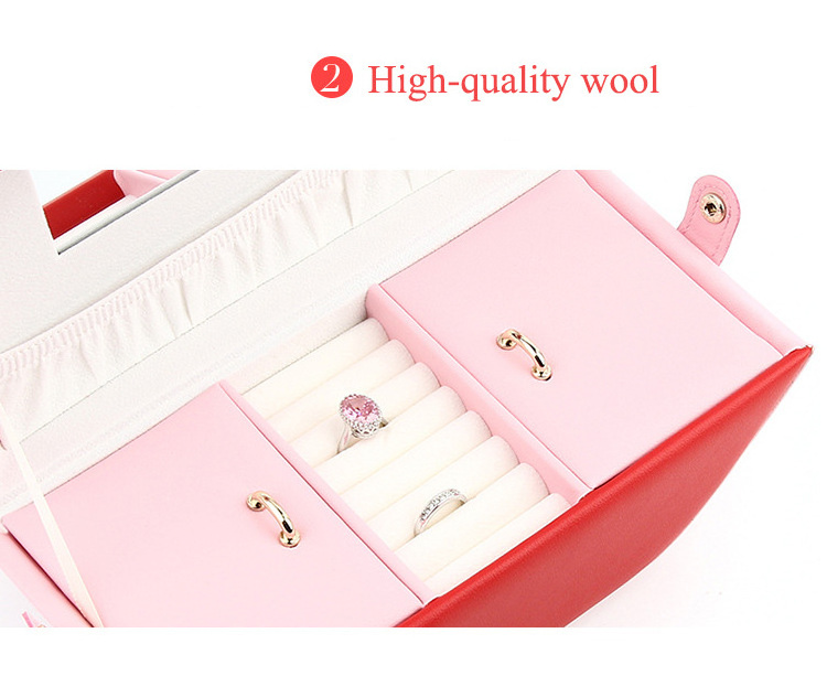 High quality Cute PU leather Lip Shape Ring Jewelry Storage Box