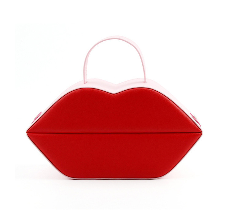 High quality Cute PU leather Lip Shape Ring Jewelry Storage Box