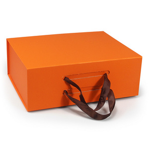 Ready To Ship Big Orange Folding Paper Box Luxury Shipping Magnetic Paper Boxes For Handbag Packaging