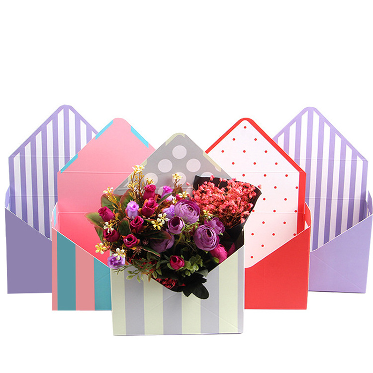 Envelope Flower Boxes Basket Bouquet Gift Box Folding Floral Bouquet Cardboard Packing Box Flower Paper Holder Decorative