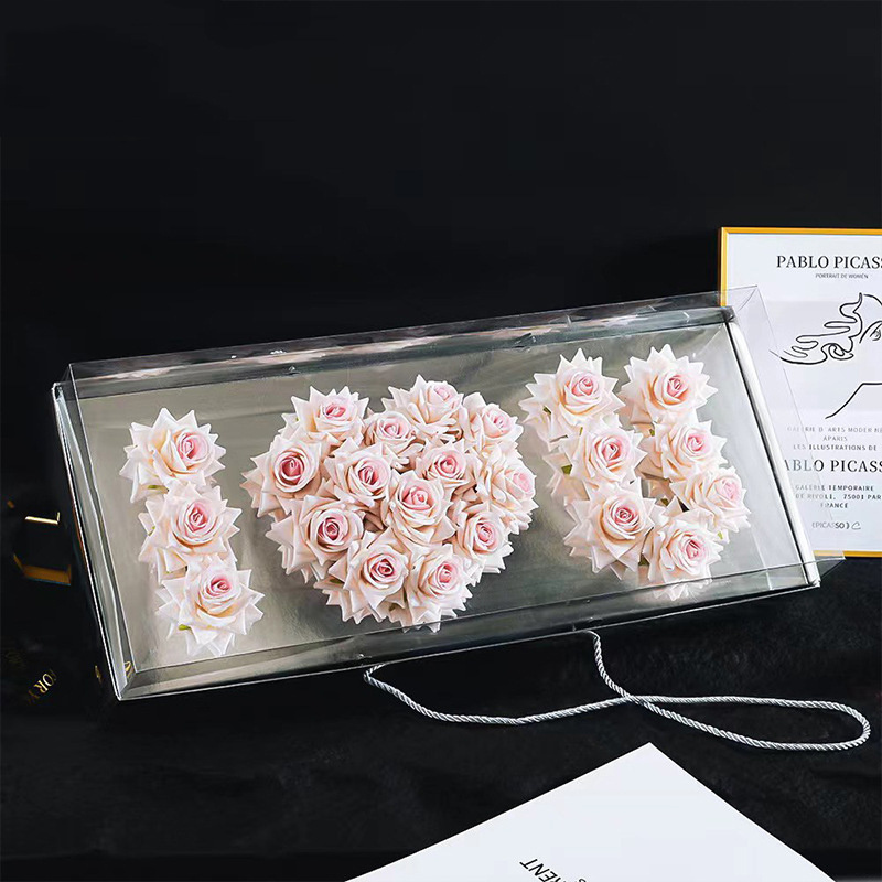 2024 Hot Sale PVC Gift Box Soap Rose Flower Packaging Rose Gift Box Mom I Love You Flower Gift Clear Window Box