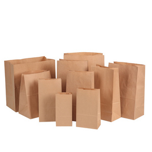 Custom printed your own logo for restaurant catering food takeaway togo packaging kraft brown paper bag without handles