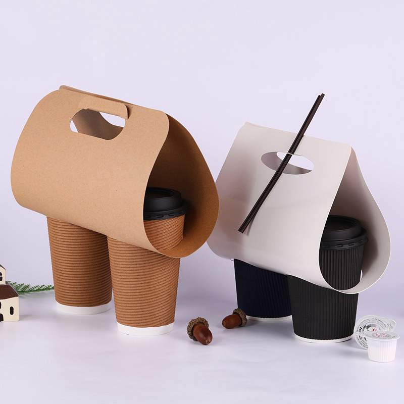 High quality paper cups take away disposable Corrugated coffee paper cup insulation cup sleeve coffee plastic straw packing bag