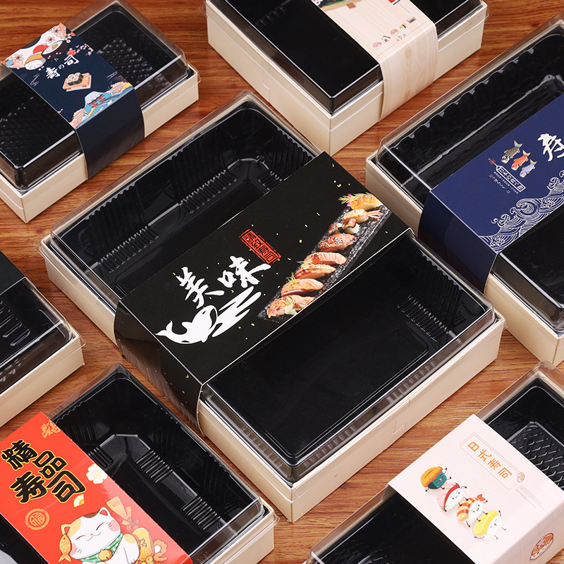 Custom Bakery Sushi Gift Boxes Takeaway Food Packaging Wooden Cake Box Eco-friendly Sandwich Candy  Box With Window