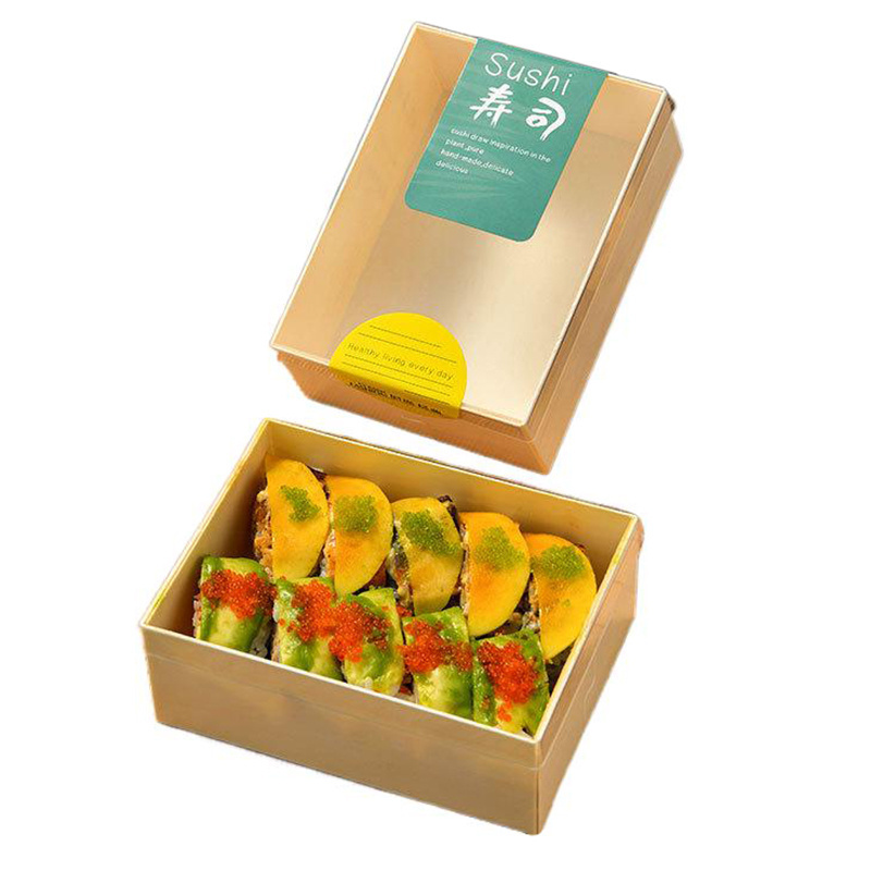 Customised Biodegradable Disposable Fruit Takeaway Food Container To Go Packaging Box Wooden Bento Lunch Sushi Tray Box