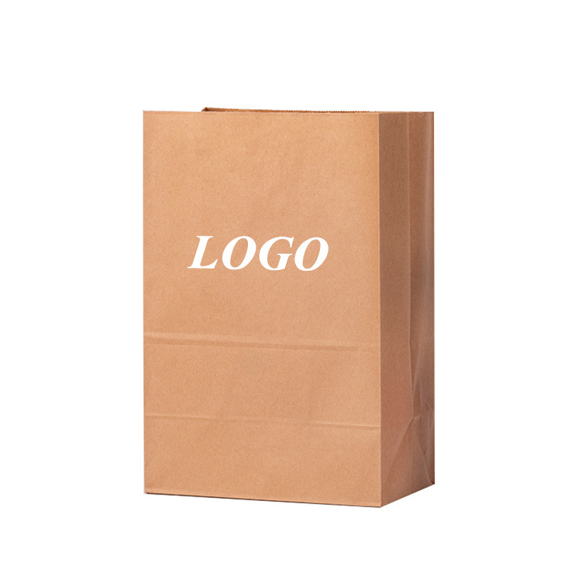 Custom printed your own logo for restaurant catering food takeaway togo packaging kraft brown paper bag without handles