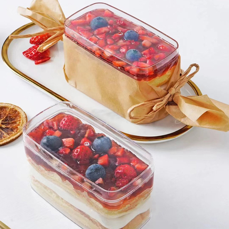 Custom Small Pet Plastic Crystal Transparent Acrylic Blister Baked Food Packaging Container Tiramisu Mousse Cup Dessert Box