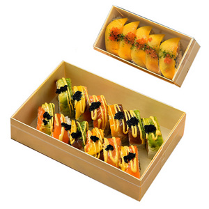 Customised Biodegradable Disposable Fruit Takeaway Food Container To Go Packaging Box Wooden Bento Lunch Sushi Tray Box