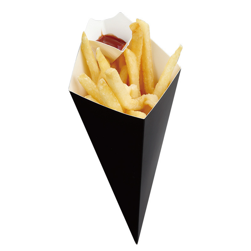 Custom disposable chips cone paper food packaging cone box french fries paper cone holder