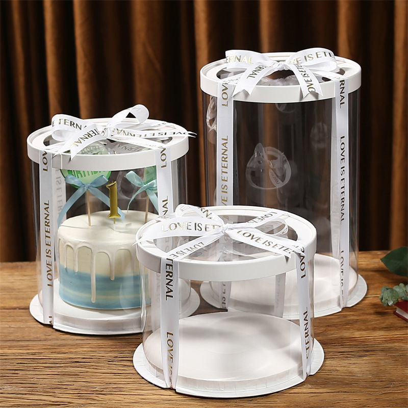 4 6 8 10 12 14 Inches Tall Round 3 Tiers Transparent Wedding Cake Box For Tier Cakes Bakery