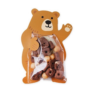 Cute clear plastic bag with cartoon animal creative paper card packaging candy cookies food baking decorative sweets gift bags