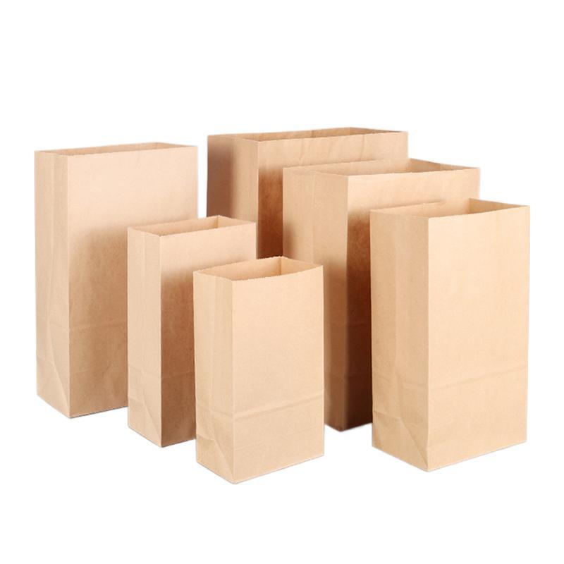 Custom printed your own logo for restaurant catering food takeaway togo packaging kraft brown paper bag without handles