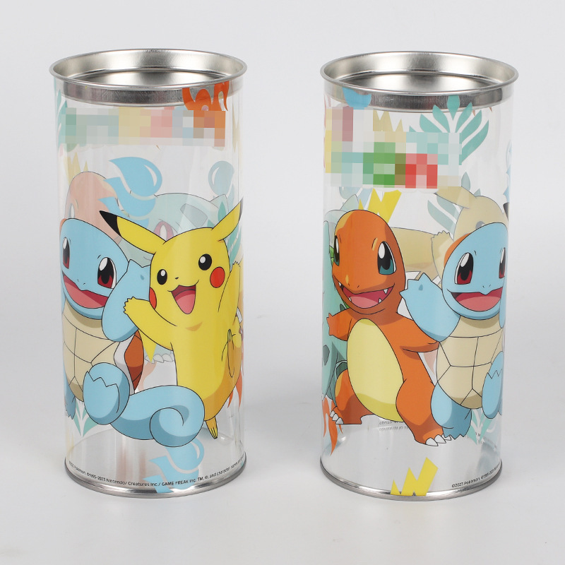 Gift & Candy Packaging Clear Plastic Tube PVC PET Paint Can With Iron Lid and Bottom