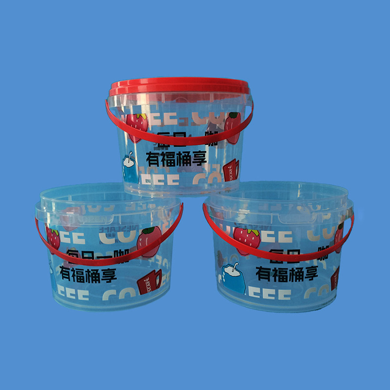 Food Grade 200ML-20L Plastic PET Food Snack Cookie Buckets With Handle And Lid Transparent Plastic Pail