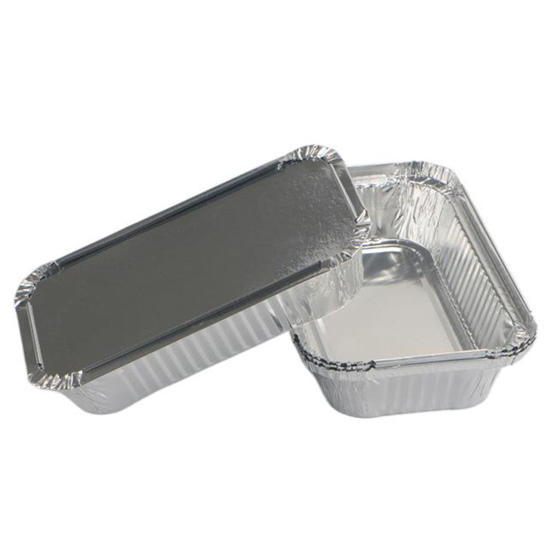 Custom disposable picnic BBQ tin foil box 250ml 430ml aluminum foil food containers wholesale foil aluminum trays with lid