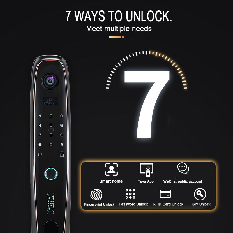 New Biometric Tuya APP Camera Electronic Smart Door Lock Password Electronic Locks Key IC Card Unlock Fingerprint Lock