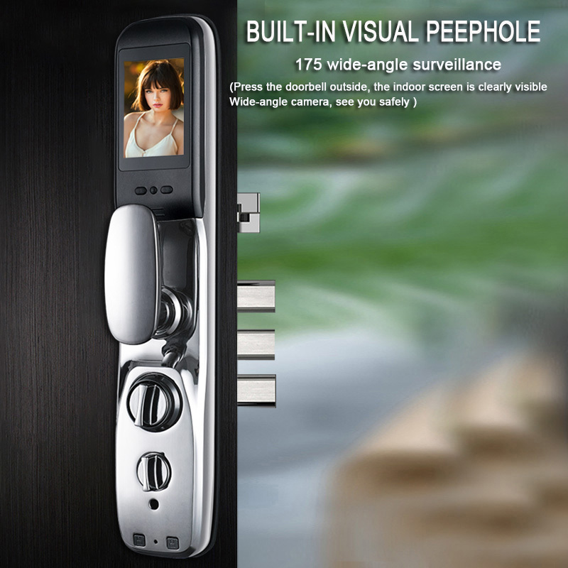 New Biometric Tuya APP Camera Electronic Smart Door Lock Password Electronic Locks Key IC Card Unlock Fingerprint Lock