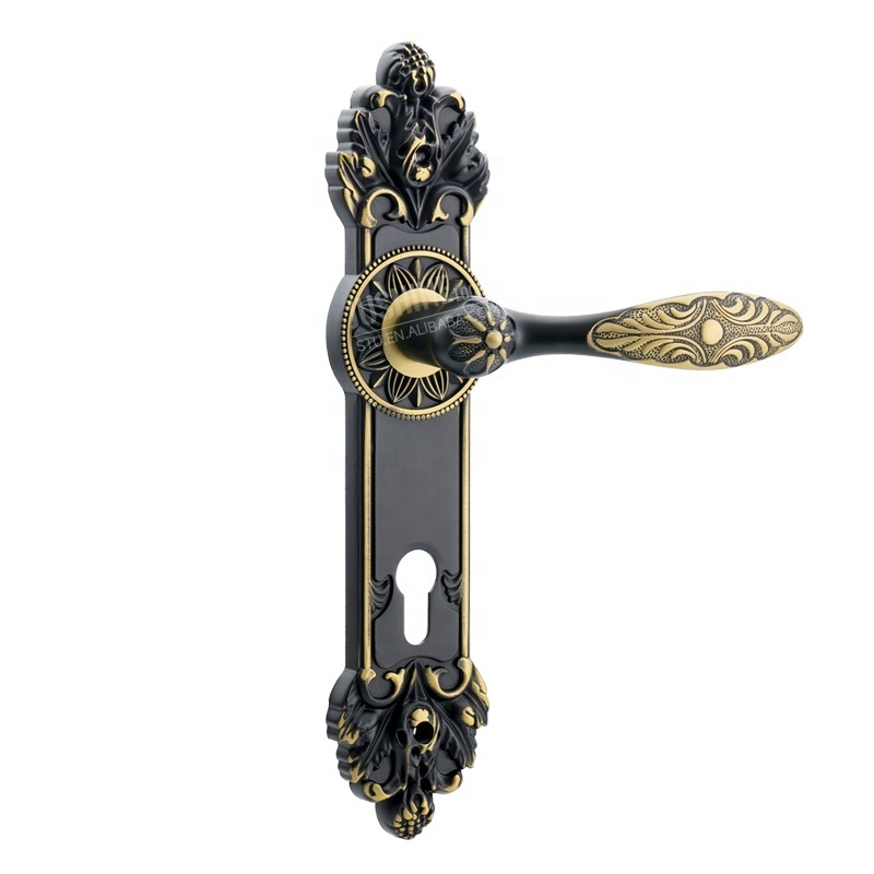 custom made european style retro door locks decorative black brass antique front black door handles