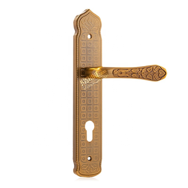 Commercial Door Handle Hardware Aluminum Bronze Plate-Style Pull Handle and Locks