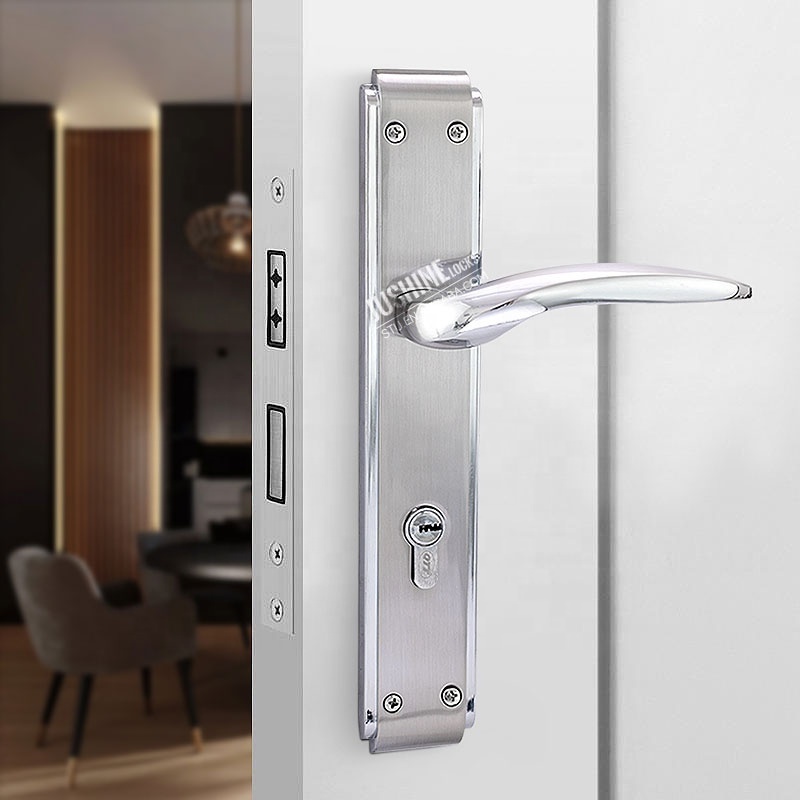 Hotel House Indoor Modern Interior Brushed Chrome Metal Ergonomic Aluminum Door Handle