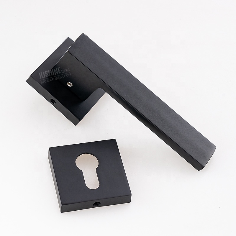 Modern Black square lever door handle lock with thumbturn mortise lockset supplier manufacturer