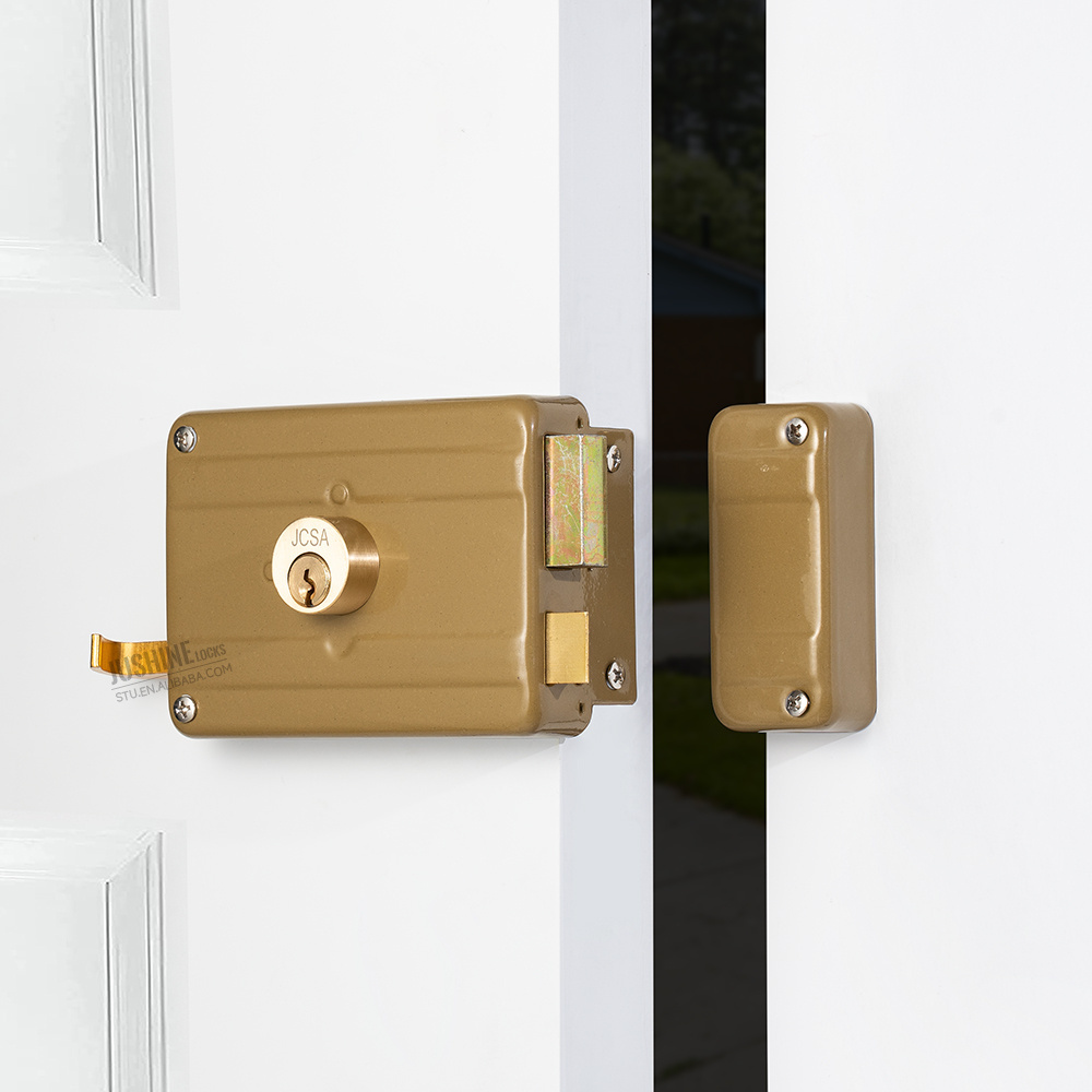 High Security Double Cylinder 120mm Wooden Door Brass Latch Deadbolt Rim Door Lock