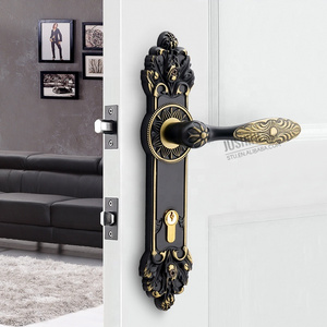 custom made european style retro door locks decorative black brass antique front black door handles