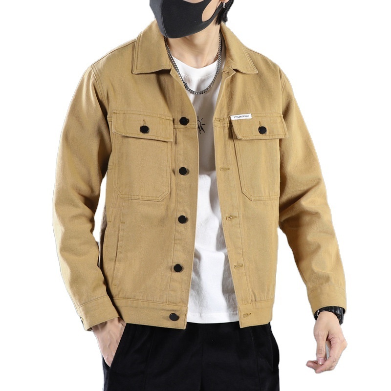 Man's Custom Plain Lined Heavy Canvas Gusseted Pockets Coaches Jacket Mens Designer Work Jacket