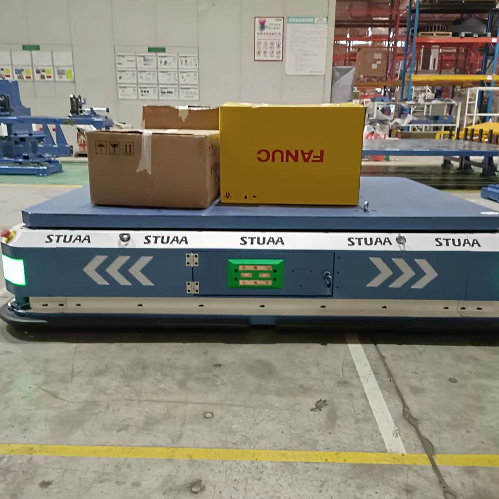 STUAA Automatic Navigation Trackless Steerable Transfer Trolley Automated Guided Vehicle Robot AGV Transfer Cart