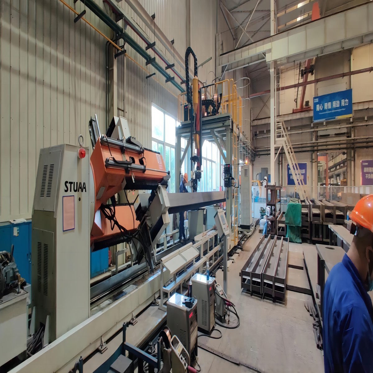 CNC lathe machine circumferential seam weld H beam production line automatic welding equipment