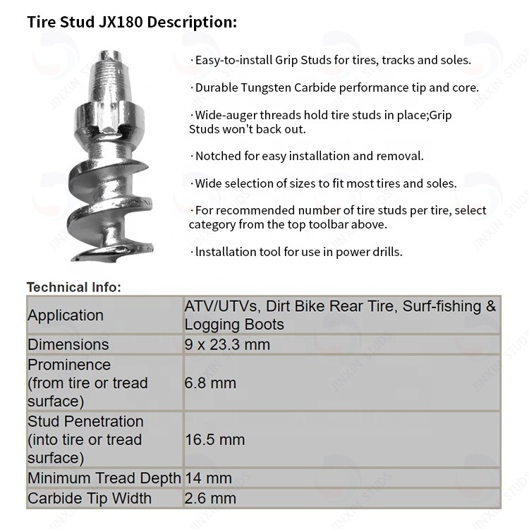 JX180 Snow Carbide  Winter Ice Studs Tyre spikes for Dirt Bike Motorcycle tire