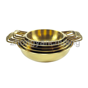 Wholesale Stainless Steel  Cookware Casserole Gold Silver Cooking Pots Seafood Pot Instant Noodles Cooker with Two Handles