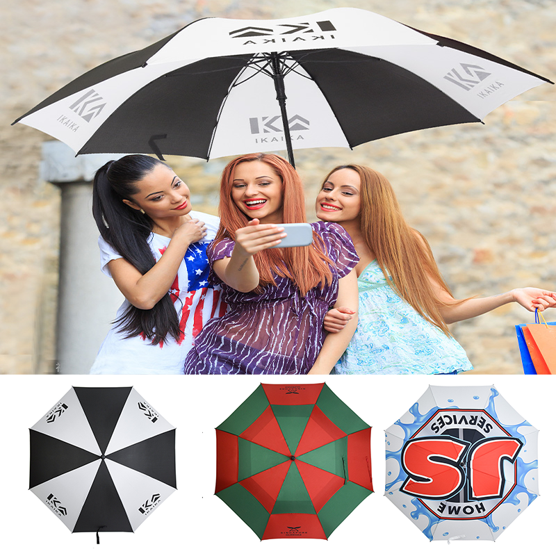 G4Free 54/62/68 Inch Automatic Open Extra Large Double Canopy Vented Windproof Golf Umbrella with Logo Printing