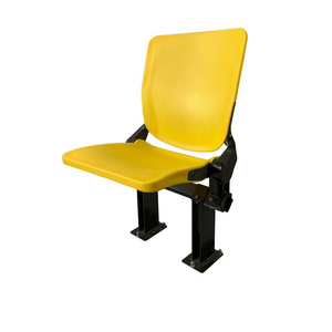 Tip up folding gas assisted injection PP branded padded stadium seat with floor mounted brackets