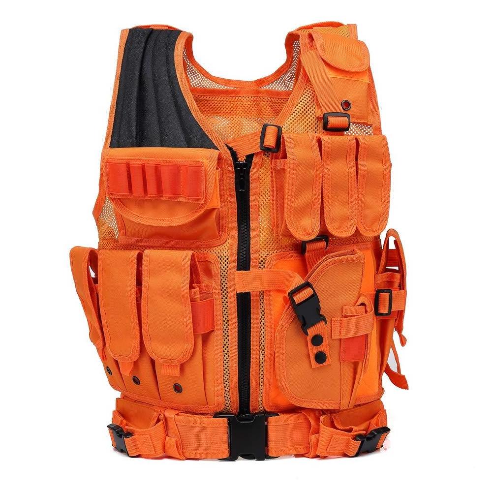 Sturdyarmor Stock Mesh Molle Tactical Vest Ultra Light Breathable Adjustable Outdoor Tactical Orange Hunting Vest for Adults