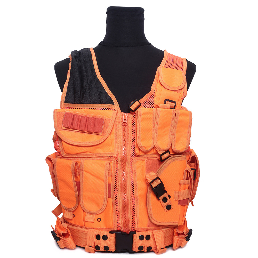 Sturdyarmor Stock Mesh Molle Tactical Vest Ultra Light Breathable Adjustable Outdoor Tactical Orange Hunting Vest for Adults